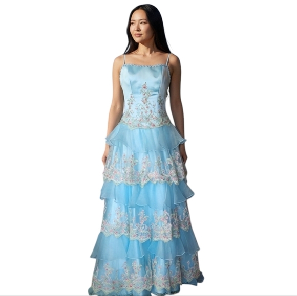 Posh Precious Dresses & Skirts - Posh Precious Icy Blue Floral formal dress